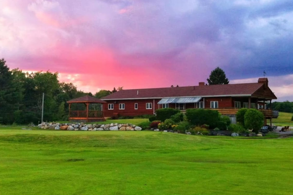 Golf Course clubhouse at sunset